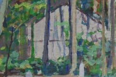 Haus hinter Birken