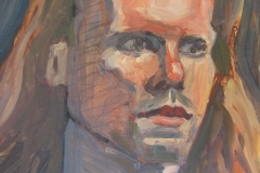 Junger Mann mit langem Haar - Acryl auf naturweißem Zeichenpapier - 35 cm x 49 cm