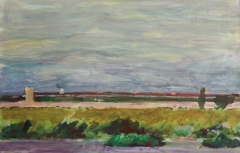 Tempelhofer Feld. Acryl auf naturweißem Malgrund (65 x 41 qcm)
